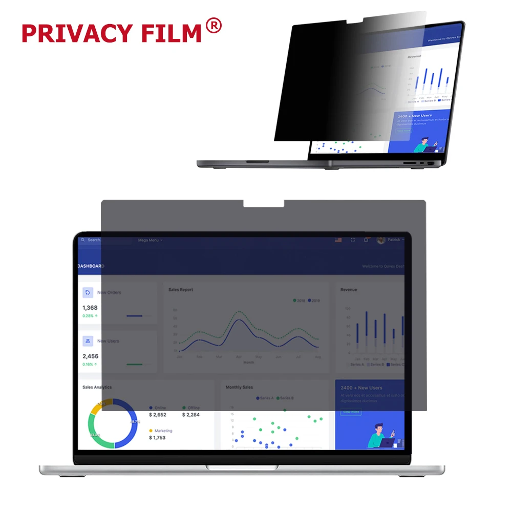 Removable Privacy Filter for Macbook Air 13.6 2022 Anti-Peep Laptop Screen Film Privacy PET Screen Protector