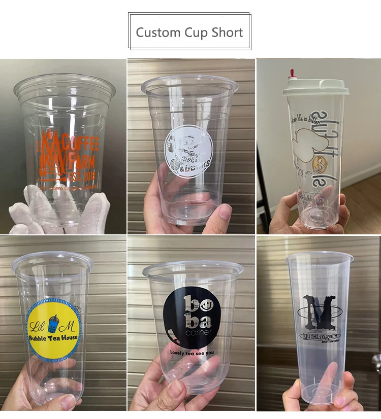 Disposable 95mm 12oz 16oz 24oz U Shape Cups PP Blistering Juice Boba Bubble Milk Tea Clear Soft Plastic Cup With Lid