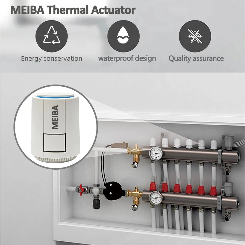 Modern 2/4 Wire Electric Thermal Wax Actuator Underfloor Water Heating Factory Supplier Thermostatic Actuator Home Hotel CE RoHS