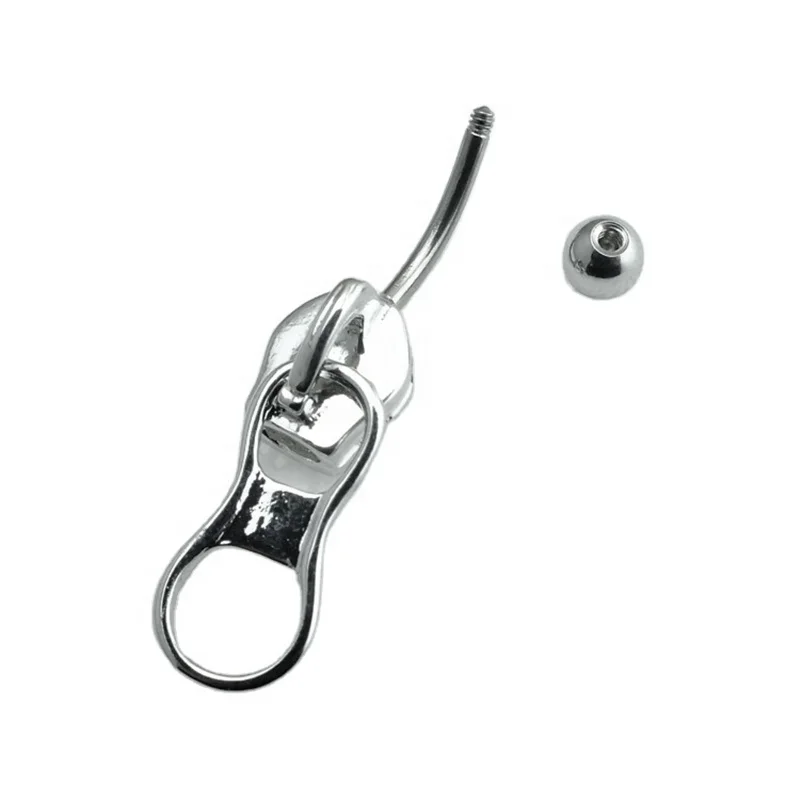 Женское кольцо на пупке с уникальным дизайном молнии