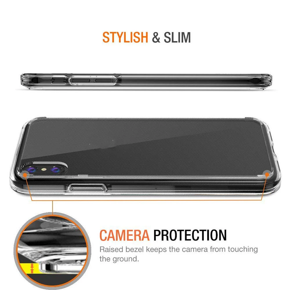 for iphone case Reinforced Cushion Shockproof TPU Phone Case for iPhone Xs/Xs Max, Rigid Back Panel