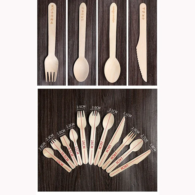 Disposable Wooden Cutlery Wooden Utensils Eco-friendly Wooden Spoon, Knife, Fork