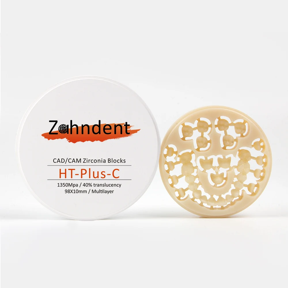 Zahndent 1350Mpa high flexural strength zirconia block ht color cad cam system for crown