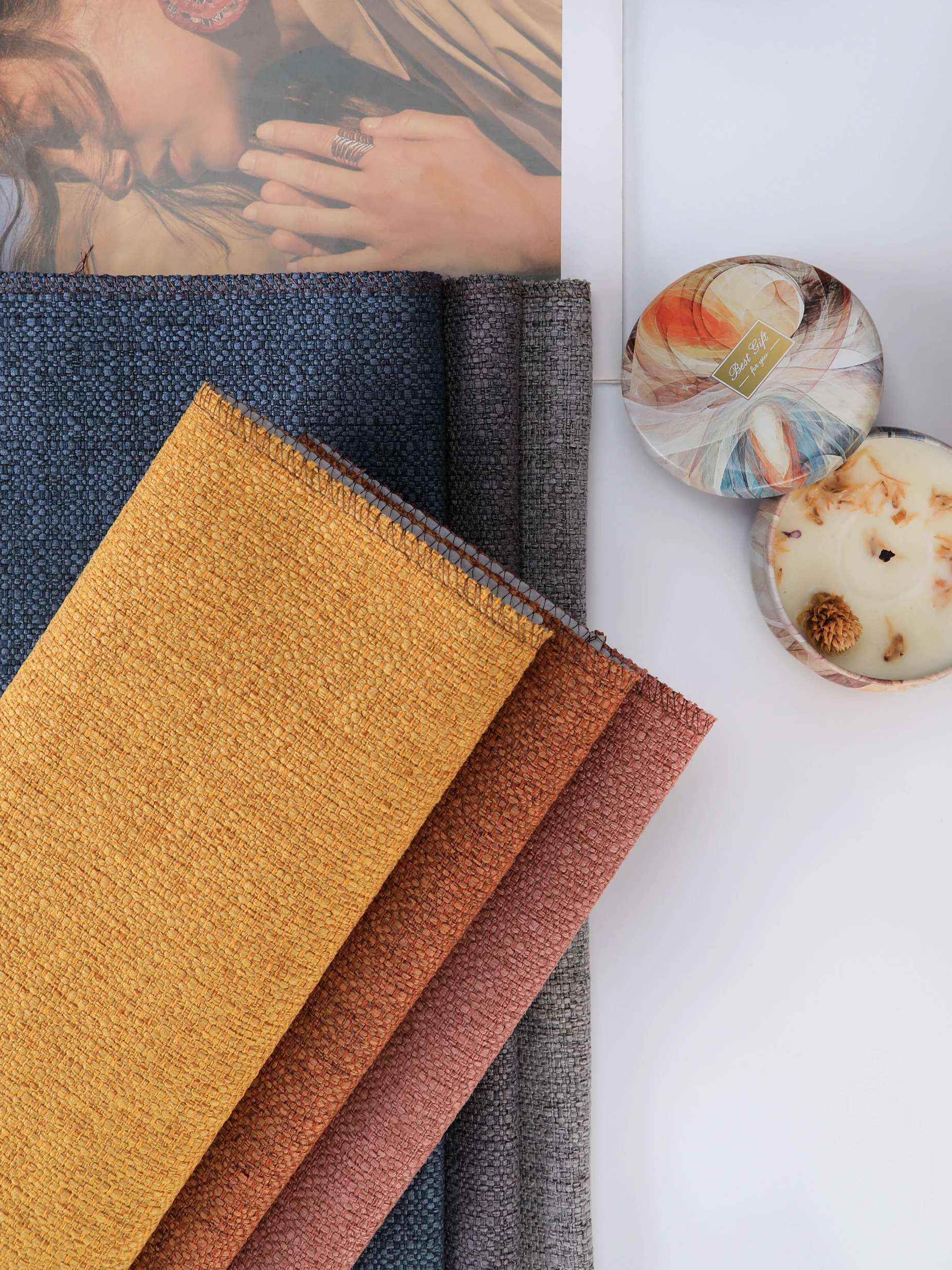 RUN&FUN panama linen looking fabric modern living room fabric for sofa 100% polyester upholstery sofa fabric