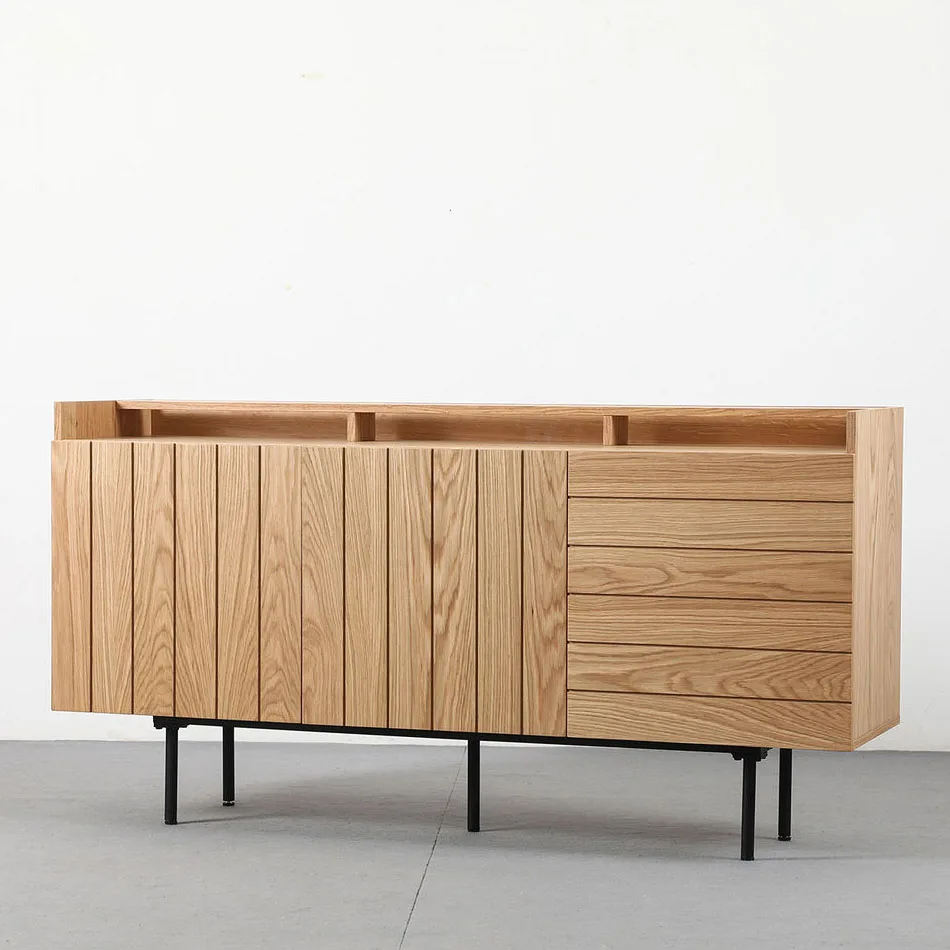 Popular Sale Nordic Home Furniture Cabinets Large Storage Wooden Kitchen Sideboard Buffet Table