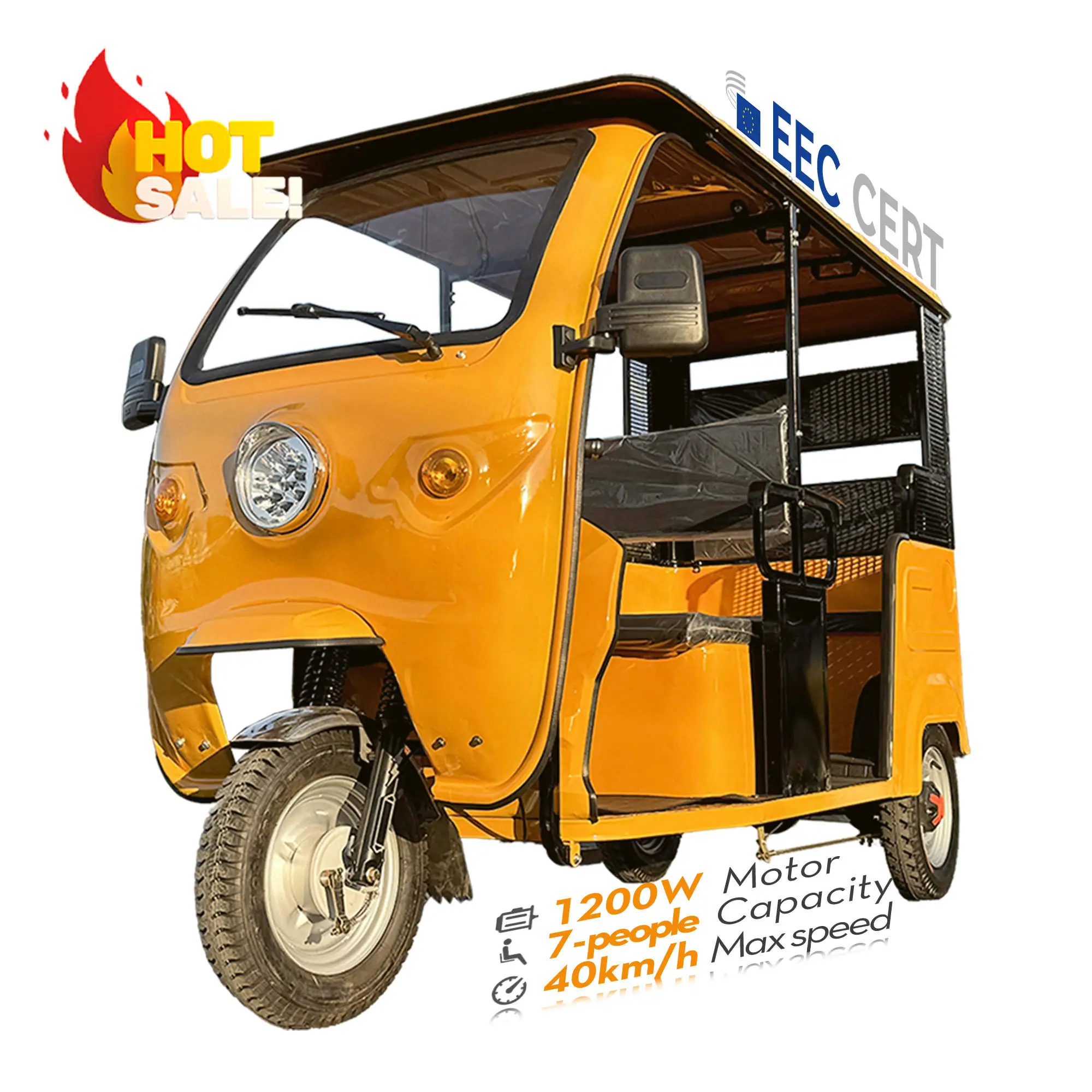 ZK3WV Taxi Tuk Tuk Auto Rickshaw Gasoline Electric Hybrid For Daily Life 3 Wheel 60V Closed Motorized Electric Passenger