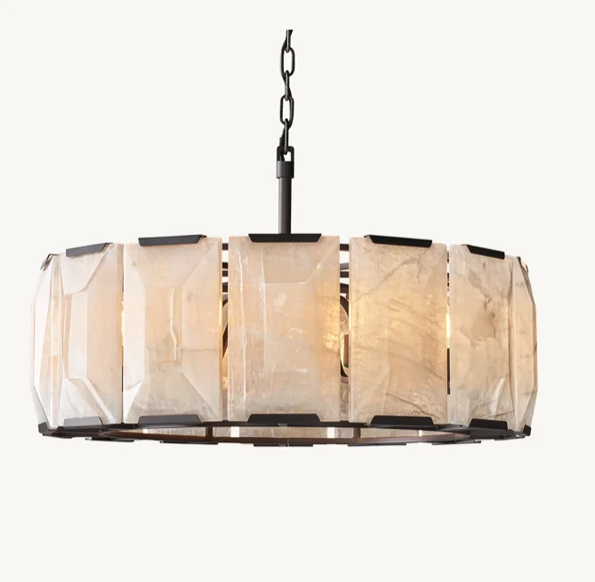 Round Big chandelier Marble Chandelier New Style CCT Dimmable Remote control fixture size and color as required