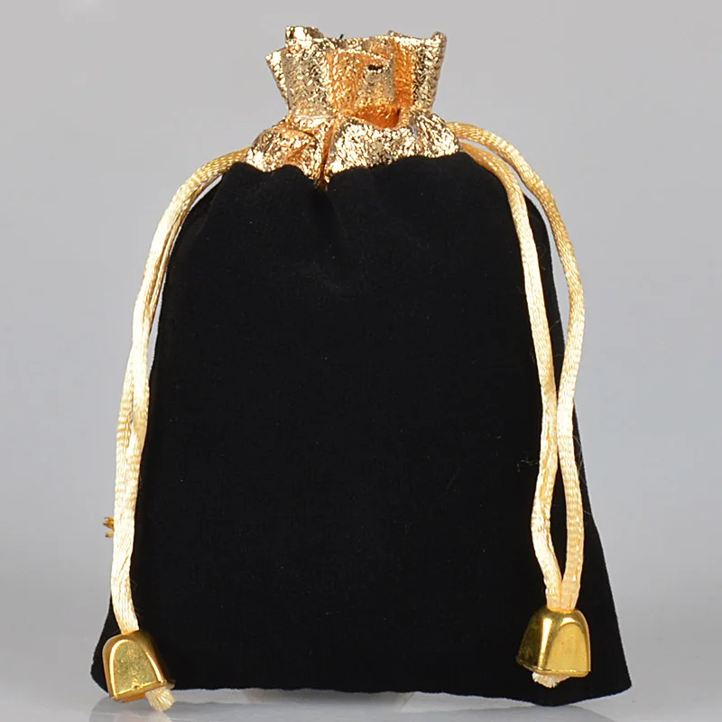 In Stock 9x12cm Multi-colors Wedding Jewelry Pouch Gold Opening velvet Bags Gift Pack Drawstring with Bead Velvet for thank you