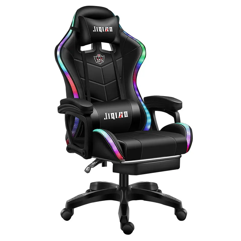 Фабричное производство, светодиодный светильник, гоночный компьютер, ПК, игровой руководитель, розовый RGB игровой стул с динамиками и массажем