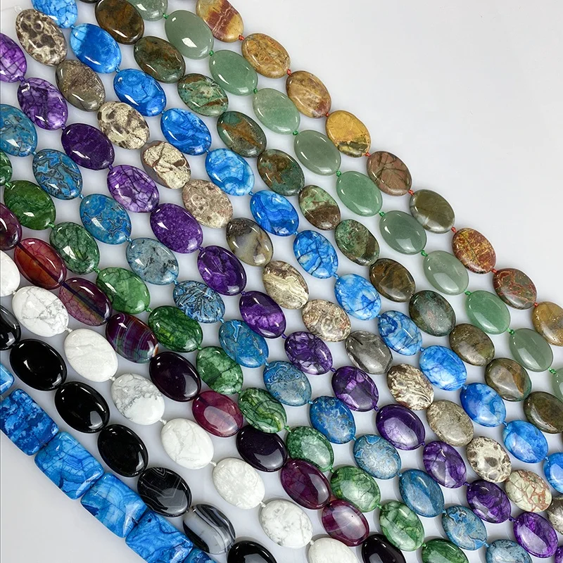 Wholesale Natural Oval Shape Stone Beads for Earrings Bracelet Necklace Jewelry DIY Accessories 25X18mm