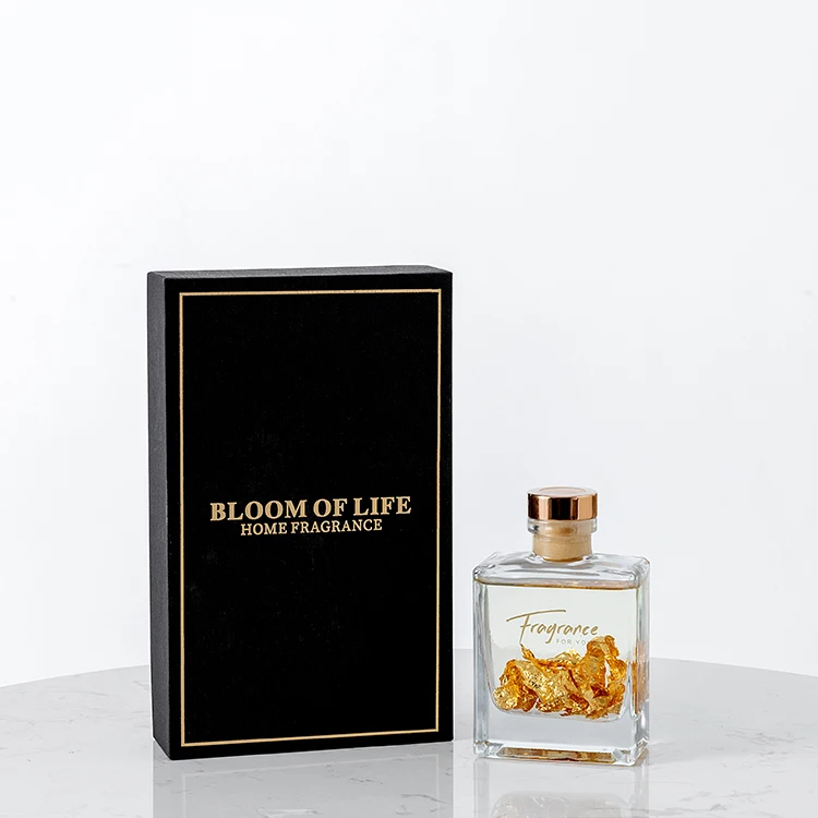 Luxury custom reed diffuser with stick wood flower base liquid air aroma  home fragrance 150ml Reed Diffuser with lid