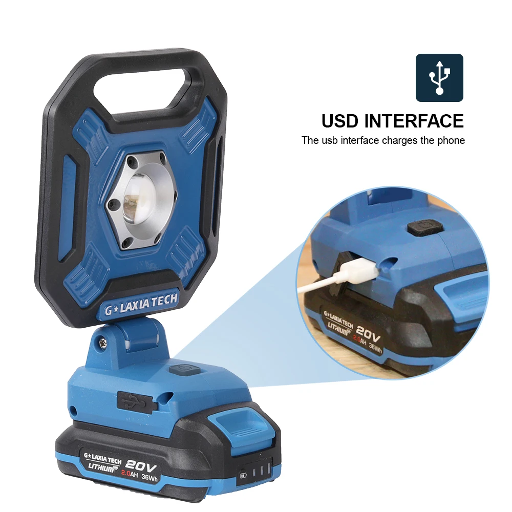 Hot Sale Galaxia 20V Cordless Portable Professional LED Working Light with battery