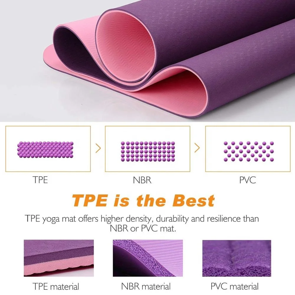 Eco Friendly TPE Workout Mat Exercise Mat Anti-tear Hot Pilates Fitness Yoga Mat in Home Gym