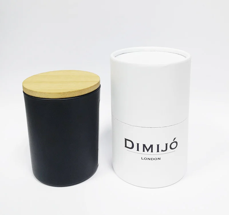 Luxury biodegradable personalized paper jar round black white cylinder tube box custom cardboard paper tube packaging for candle