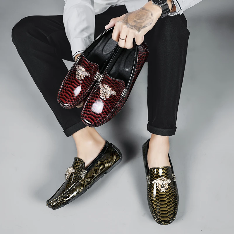 Plus Sizes 38-48 Customization Metal Logo Men Driving Leather Casual Breathable Loafers Slip On Men Leather Oxford Shoes