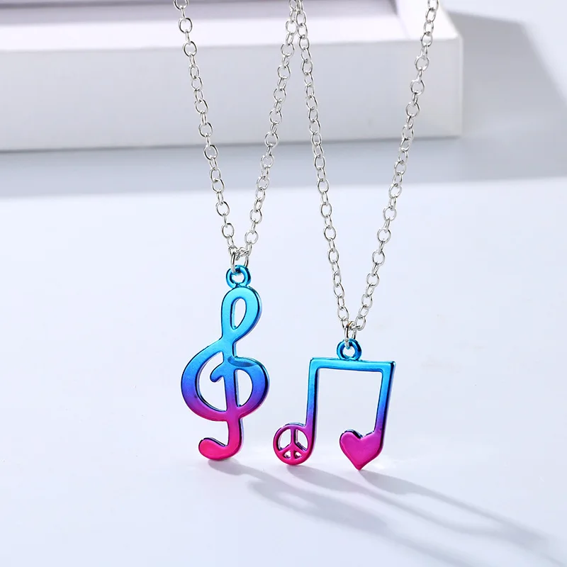 Ожерелье для 2 лучших друзей ожерелье лучшей подруги многоцветное градиентное с подвеской в виде музыки и радио пары