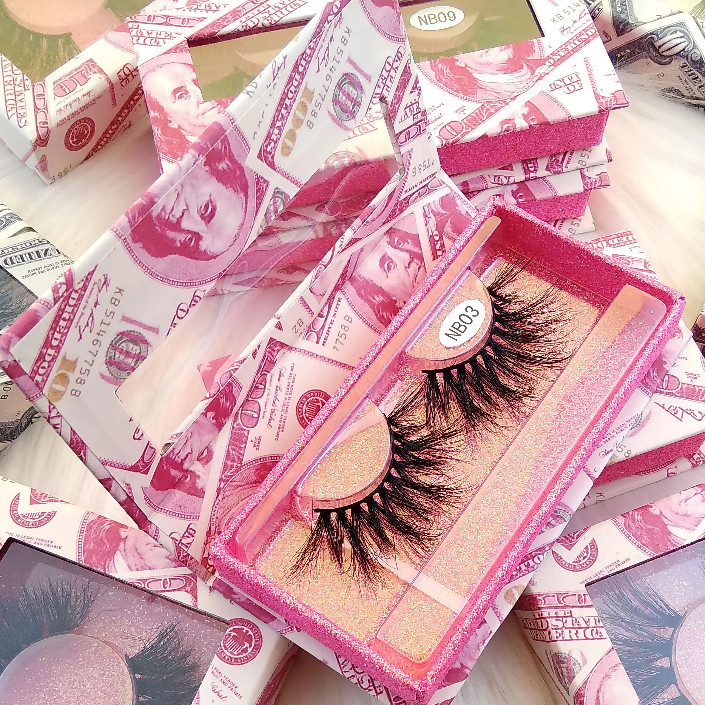 
Private label 3D 5D mink eyelashes with packaging box premium 25mm mink lashes custom eyelash package 