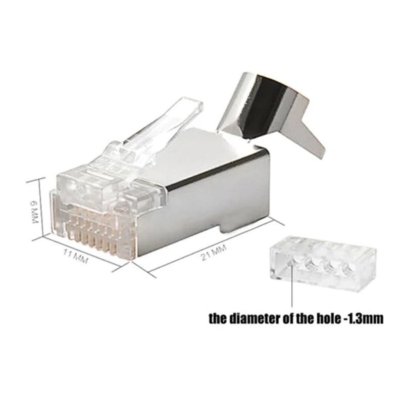 Cat7 RJ45 Connector 1.3mm Crystal Plug Shielded  Connector