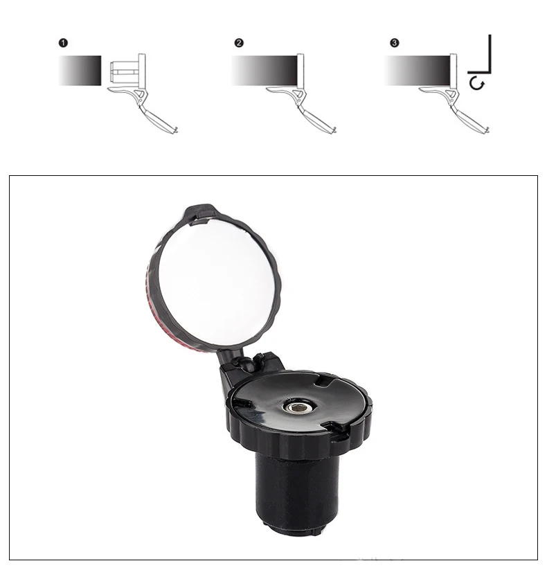 Handlebar Bike Mirror-Outdoor ABS Bike Handlebar End 360 Degrees Adjustable Safety Rearview Mirror with light