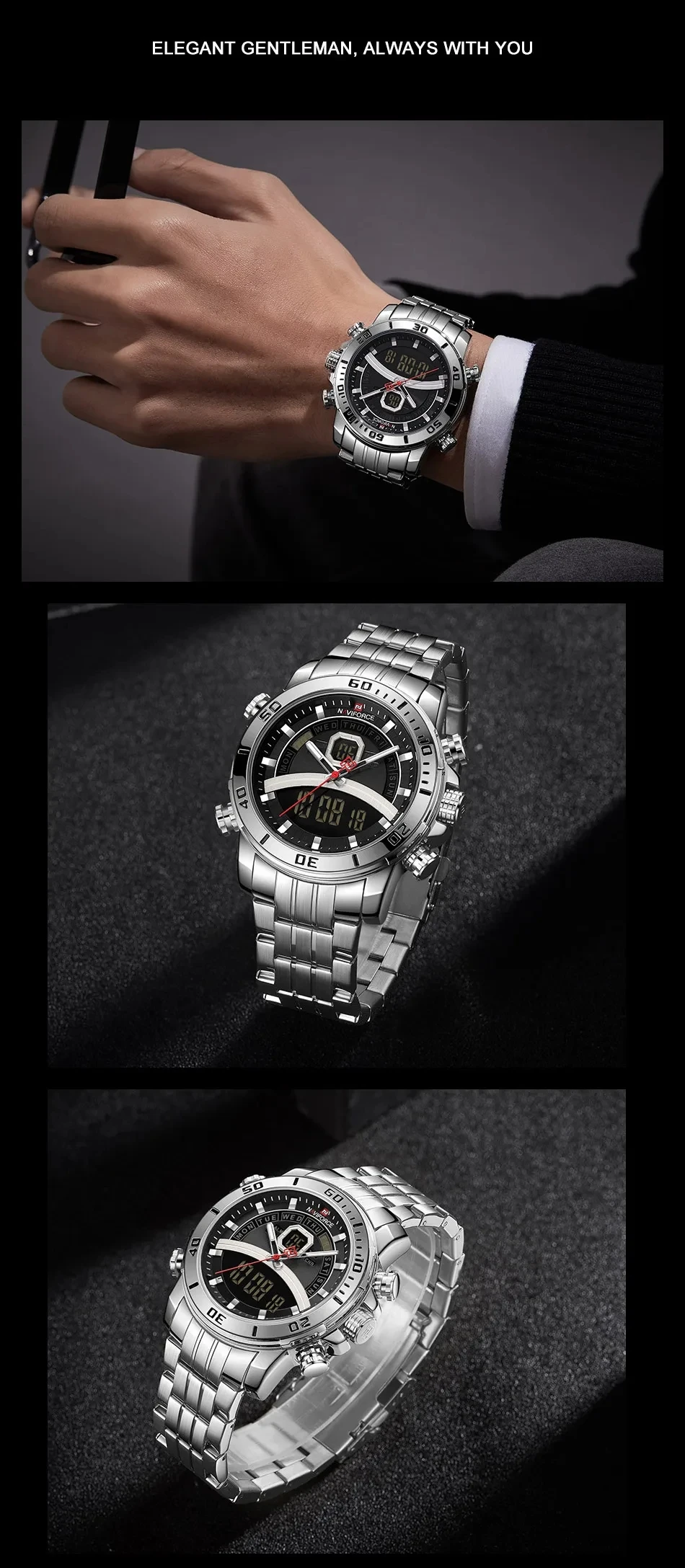NAVIFORCE 9181  Nf9181 for Men Top Ranking Product Digital Sports Business Luxury Fashion Quartz Waterproof Watches