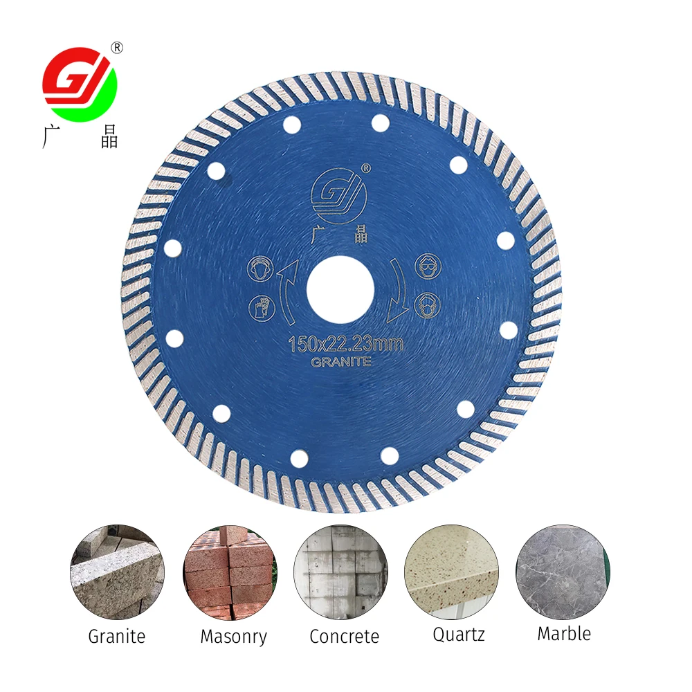 GJ Quick Cut 6 Inch 150mm Diamond Saw Blade Turbo Edge Cutting Wheel For Granite Brick Concrete Ceramic Tile Marble Dry Cutting
