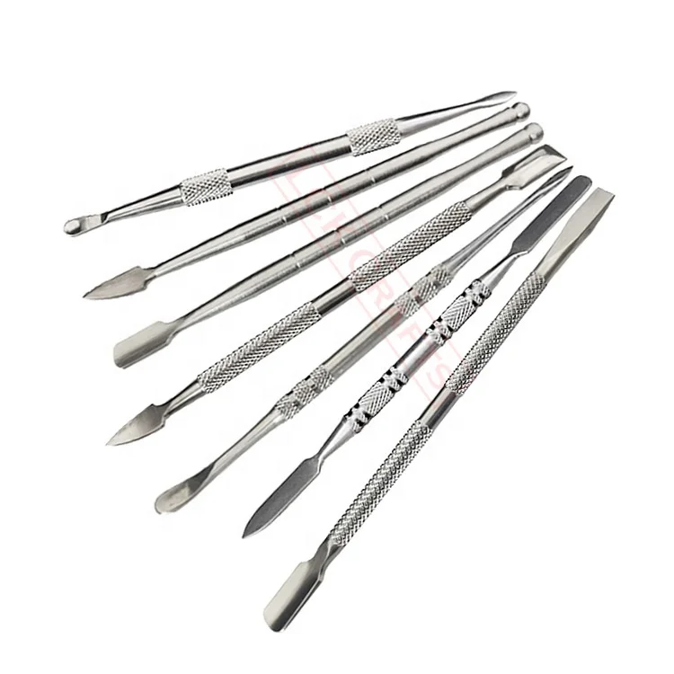 Custom Stainless Steel Silver Non-slip Double Ended Wax Pottery Tools Clay Sculpting Tools