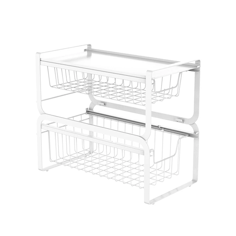 WIREKING Advanced Metal Storage Basket Sliding Kitchen Organizer Rack Under Sink Storage Rack Organizer with Putout Drawers