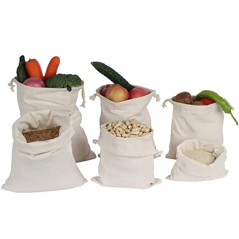 Sopurrrdy Custom Print Organic customized Reusable muslin pouch cotton drawstring produce bag small