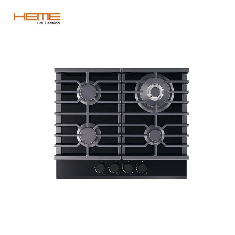 Built in Gas Cooktop / Cocina a Gas China Professional Manufacturer Glass Panel 4 Burner Gaz hob For Home Kitchen Cooking