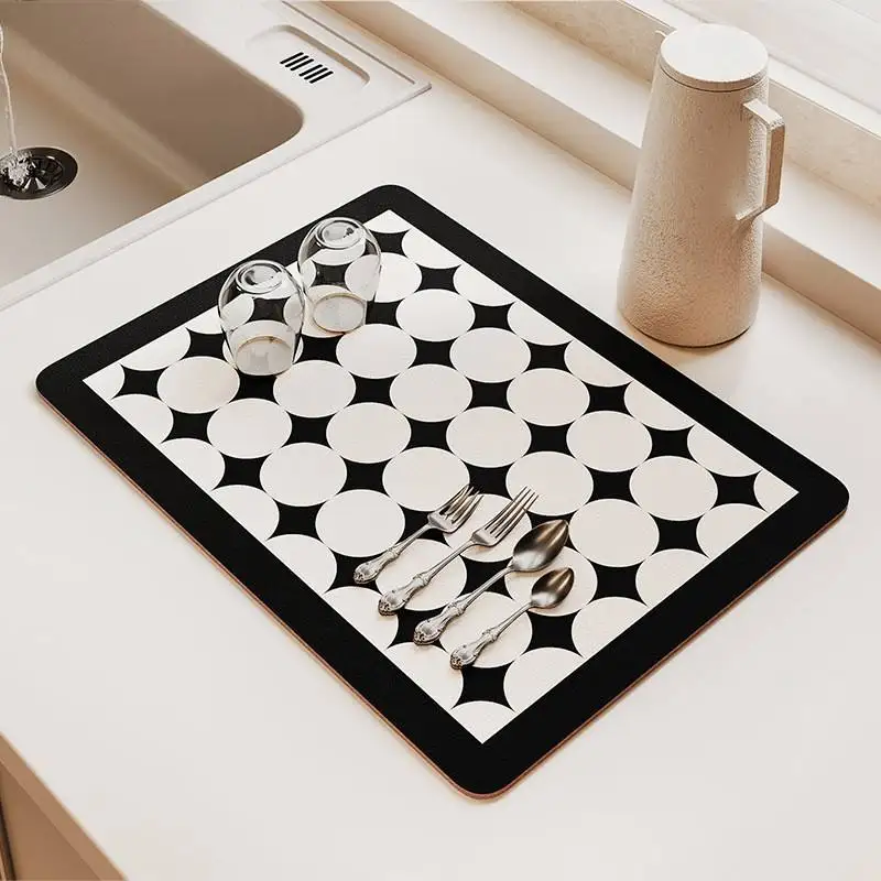 Simple Kitchen Quick-Drying Absorbent Kitchen Countertop Drain Mat Diatomite Heat Insulation Coffee Table Mat Simple Design