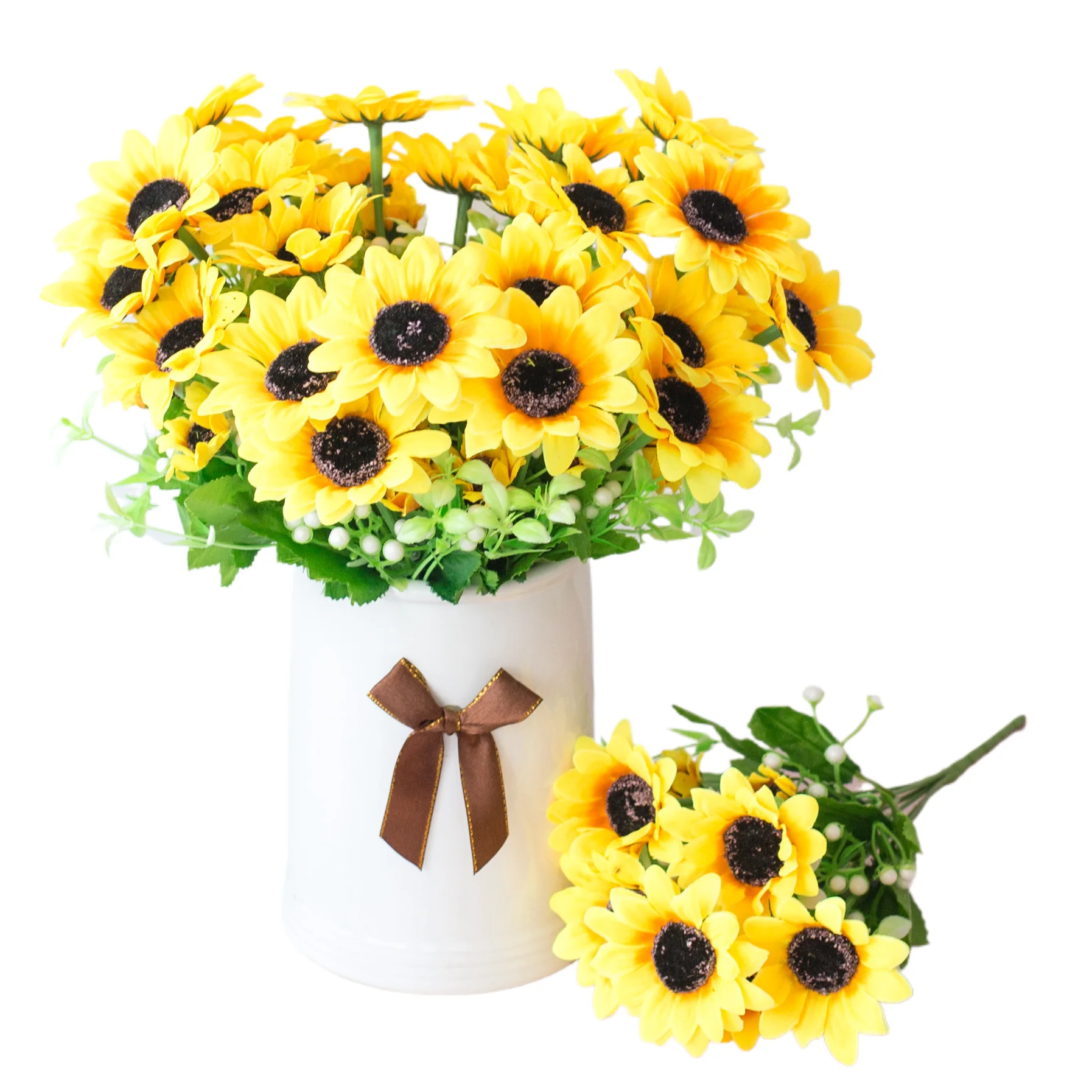Plastic flower 6 head sleeve chrysanthemum people bouquet simulation garden home living room decoration s