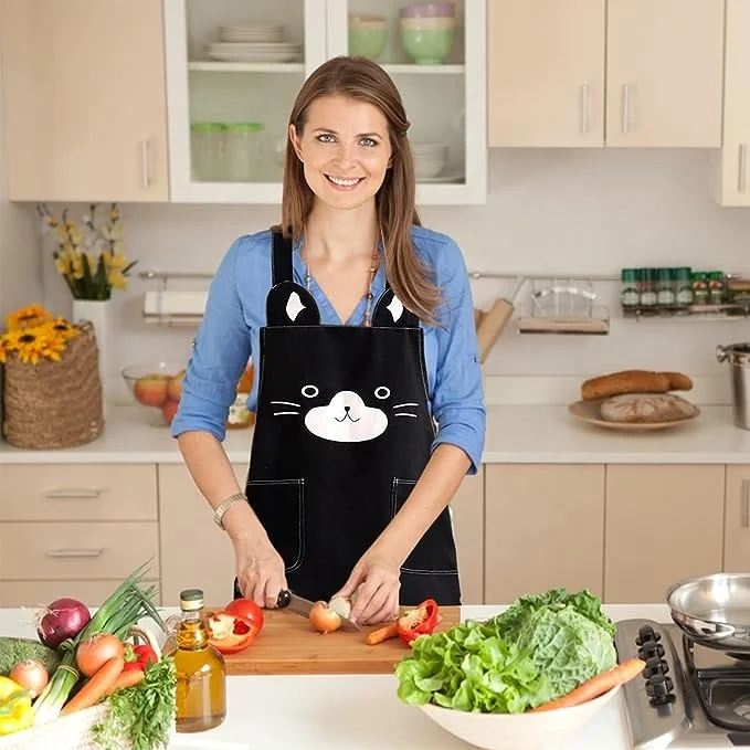 Custom Heavy Duty Apron Baking Cooking Printed Denim Apron With Two Pockets  apron