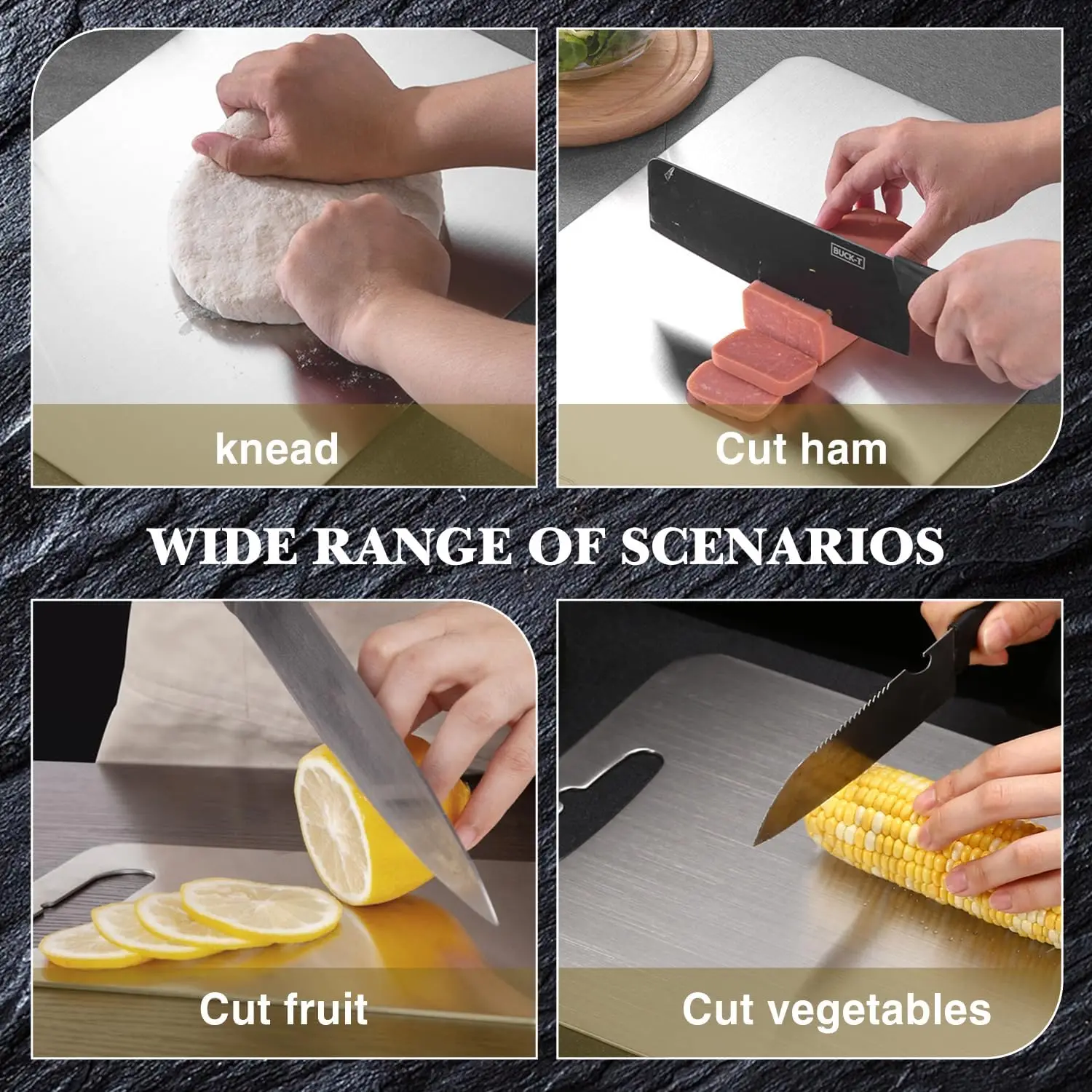 3 Sizes Scratch Resistant Double Sided Pure Titanium Cutting Board Chopping Board for Kitchen