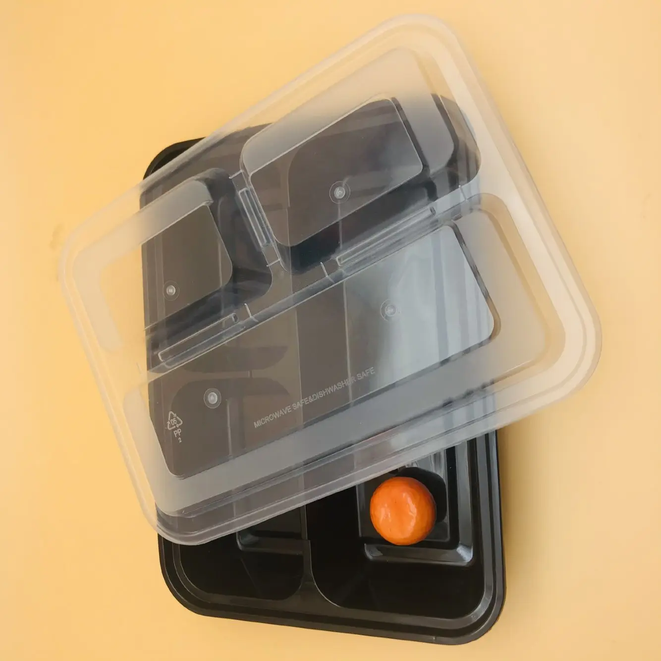 Plastic disposable PP fast food container microwave lunch box 3 compartment food container