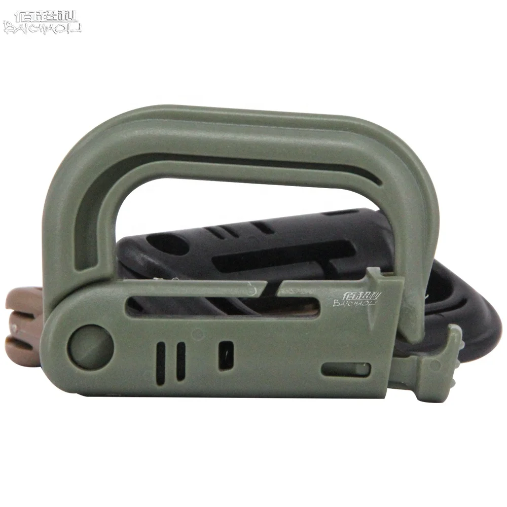 OEM/ODM 6#D shaped plastic steel 55mm snap Tactical Quick link spring camping hiking bag clip full black key chain carabiner