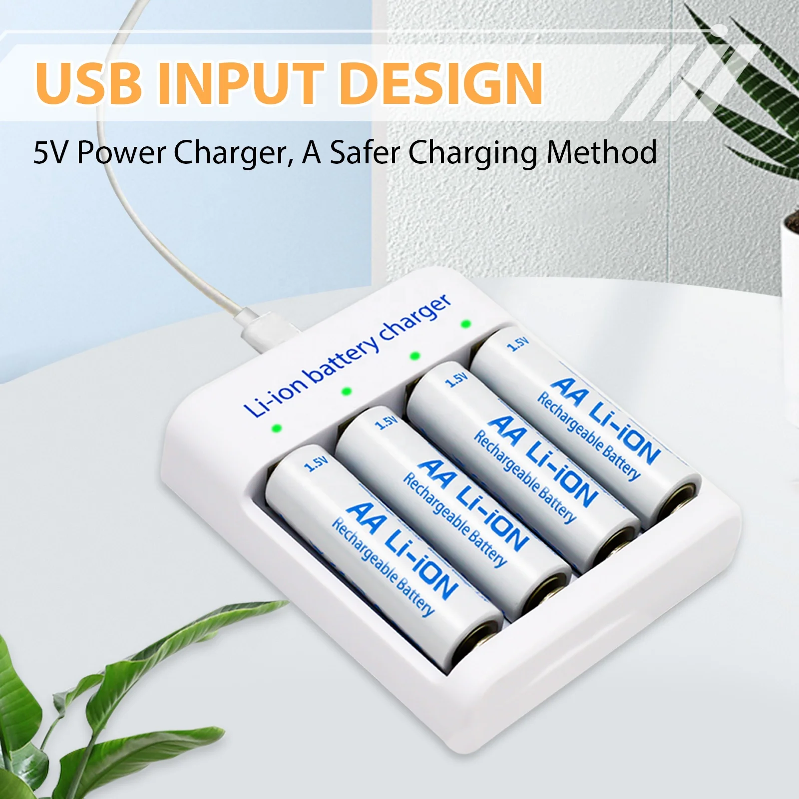 Certificate Custom Portable Led Flashlight Fan Flexible Aa 1.5V Lithium Ion Usb Rechargeable Batteries