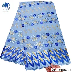 Beautifical African swiss fabric Hot sale 2023 nigerian cotton lace voile fabric for women dress 5yards ML19R657