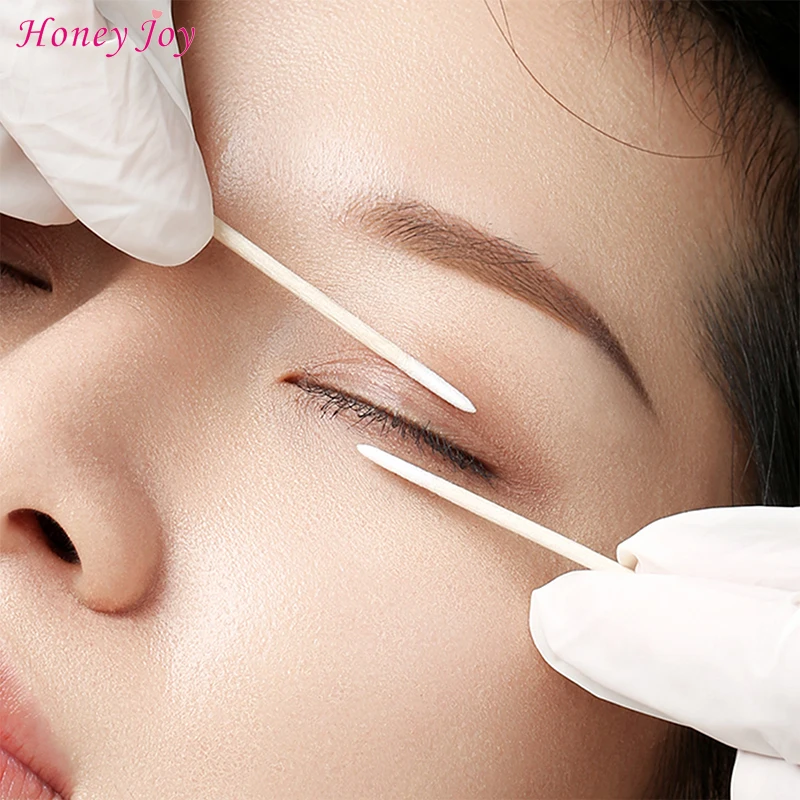 Good Selling 300Pcs/Pack Short Wood Handle Makeup Cotton Tip Small Pointed Tip Head Cotton Swab