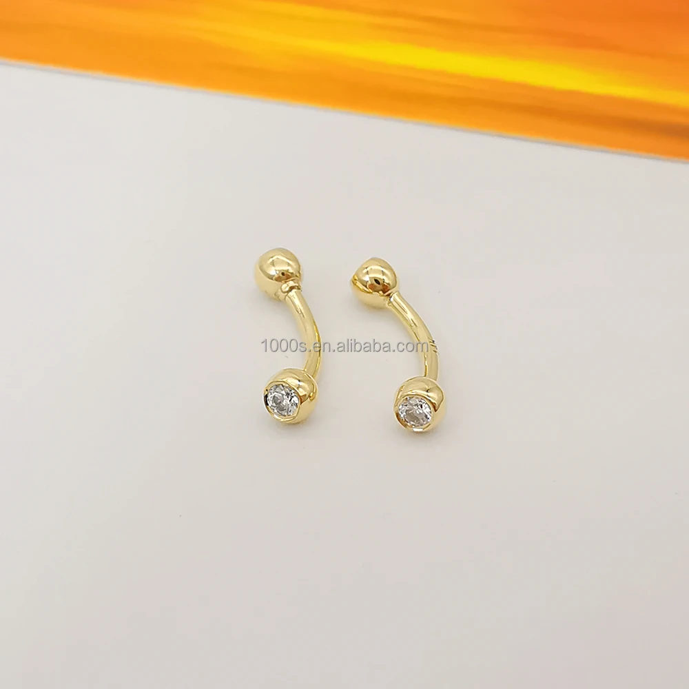 Wholesale AU585 14K Real Gold With Zircon Fine Jewelry Piercing Belly Button Ring Body Jewelry Good Quality Hot Selling