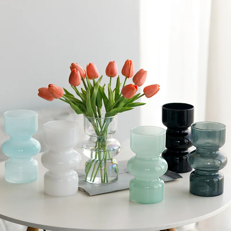 Customizable colors Nordic Crystal glass vase Vases for flowers home decor luxury cylinder glass flower vases