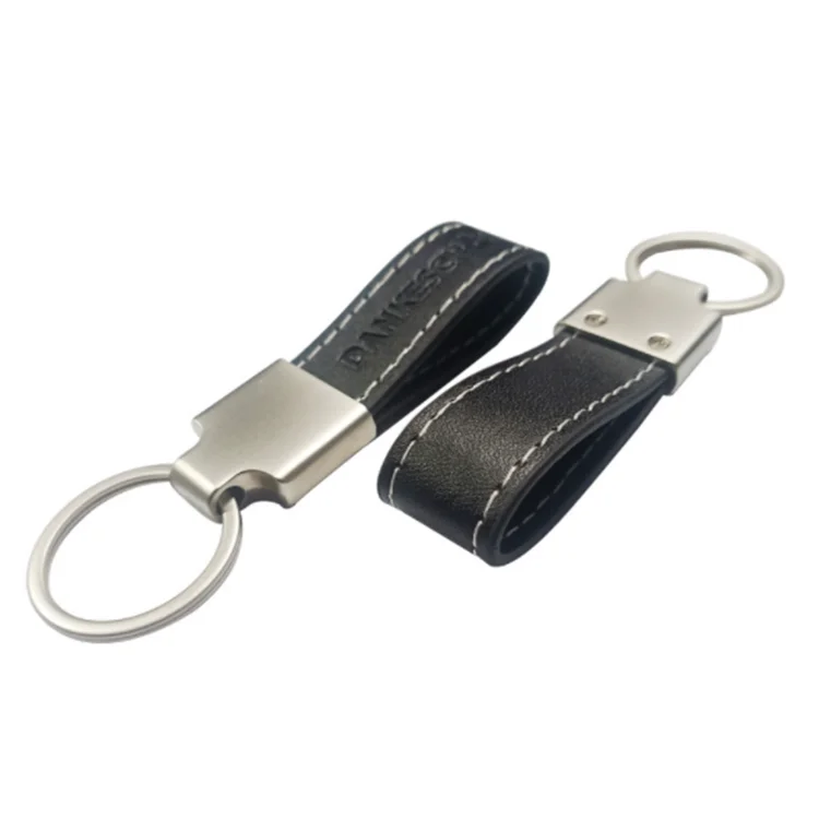 Wholesale Custom Leather Keychain Promotional Gift Custom Logo Black Leather Keychain