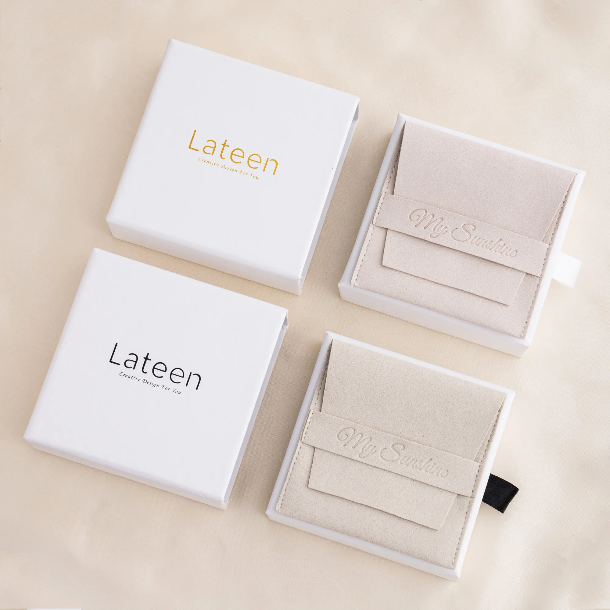 Custom Logo Sliding Jewelry Box Pink Grey Envelope Microfiber Velvet Jewelry Bag Bracelets Ring Necklace Jewellery Pouches