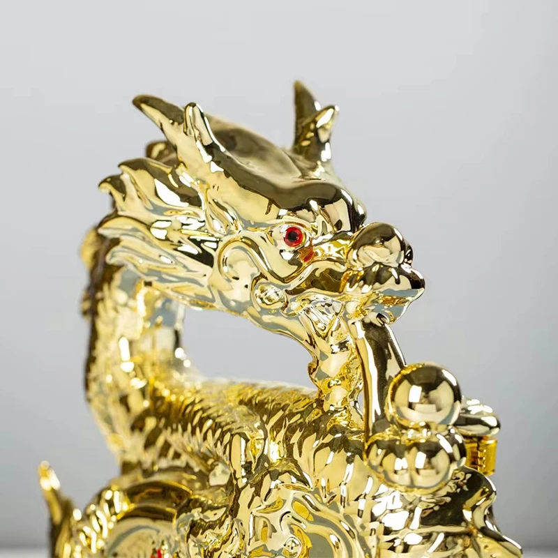 Wine Bottle 2.5L Liquor Bottle Dragon Shaped Porcelain Wine Altar Gold-plating Ceramic Wine Bottle