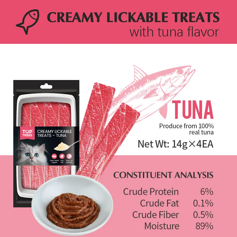 TOPTREES CAT CREAMY:  Tuna  Lickable Treat cat kitten wet food pet snack supplier