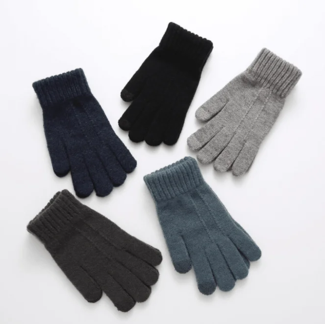 men soft touch feel 100% acrylic knit winter gloves supplier custom design touch screen magic gloves with Oekotex certificate