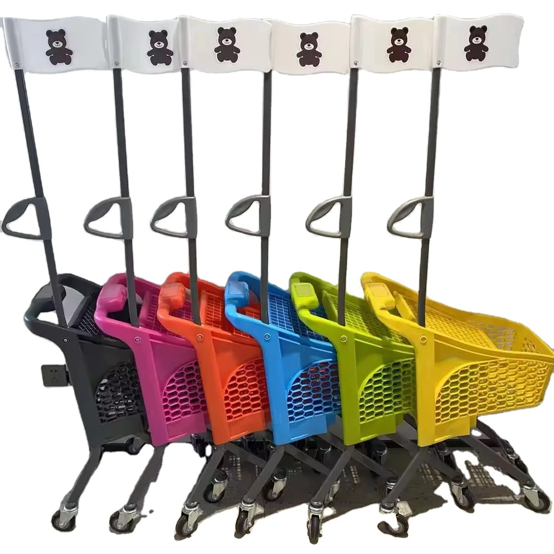 convenience store supermarket basket shopping plastics trolley basket with wheels