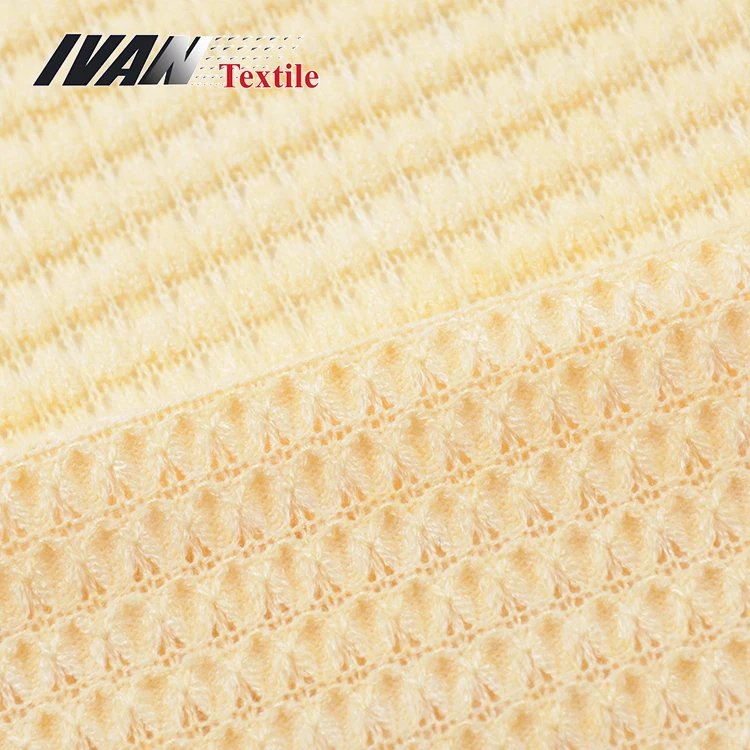 
Popular yellow plain dyed fleece jacquard knitted polyester rayon nylon fabric for women sweater 
