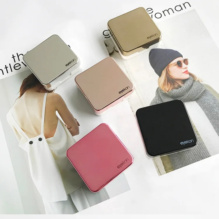 Fashion mini portable cute colorful simplicity contact lens case packing cosmetic contact box custom packaging pack with mirror