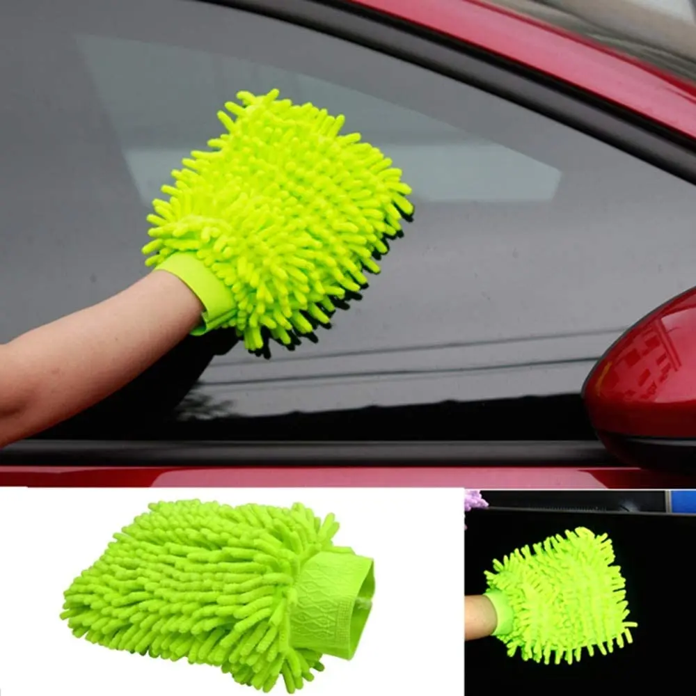 Eco friendly microfiber chenille wash mitts for car washing double sided microfiber cleaning mitt