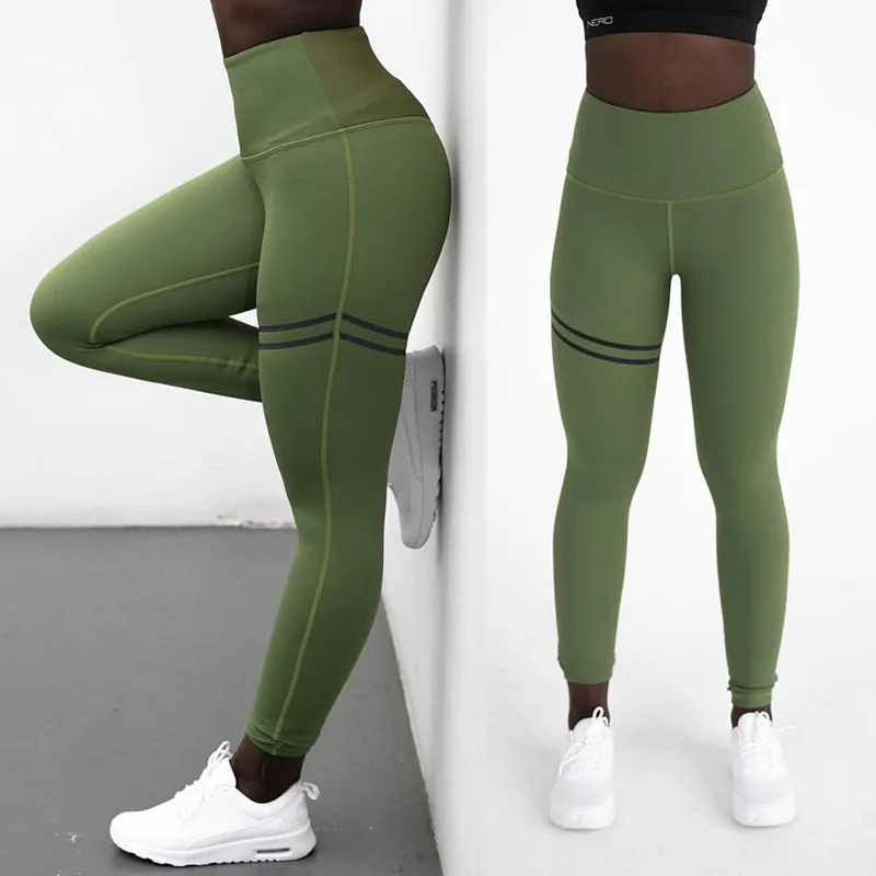 Top Supplier Striped Women Tights Fitness Apparel Color Patchwork Yoga Pants Leggings
